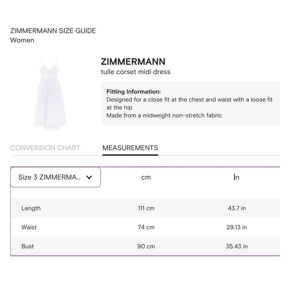 ZIMMERMANN Tulle Corset Bustier Sleeveless Cocktail Midi Dress Size Large 3 NEW - Picture 15 of 16